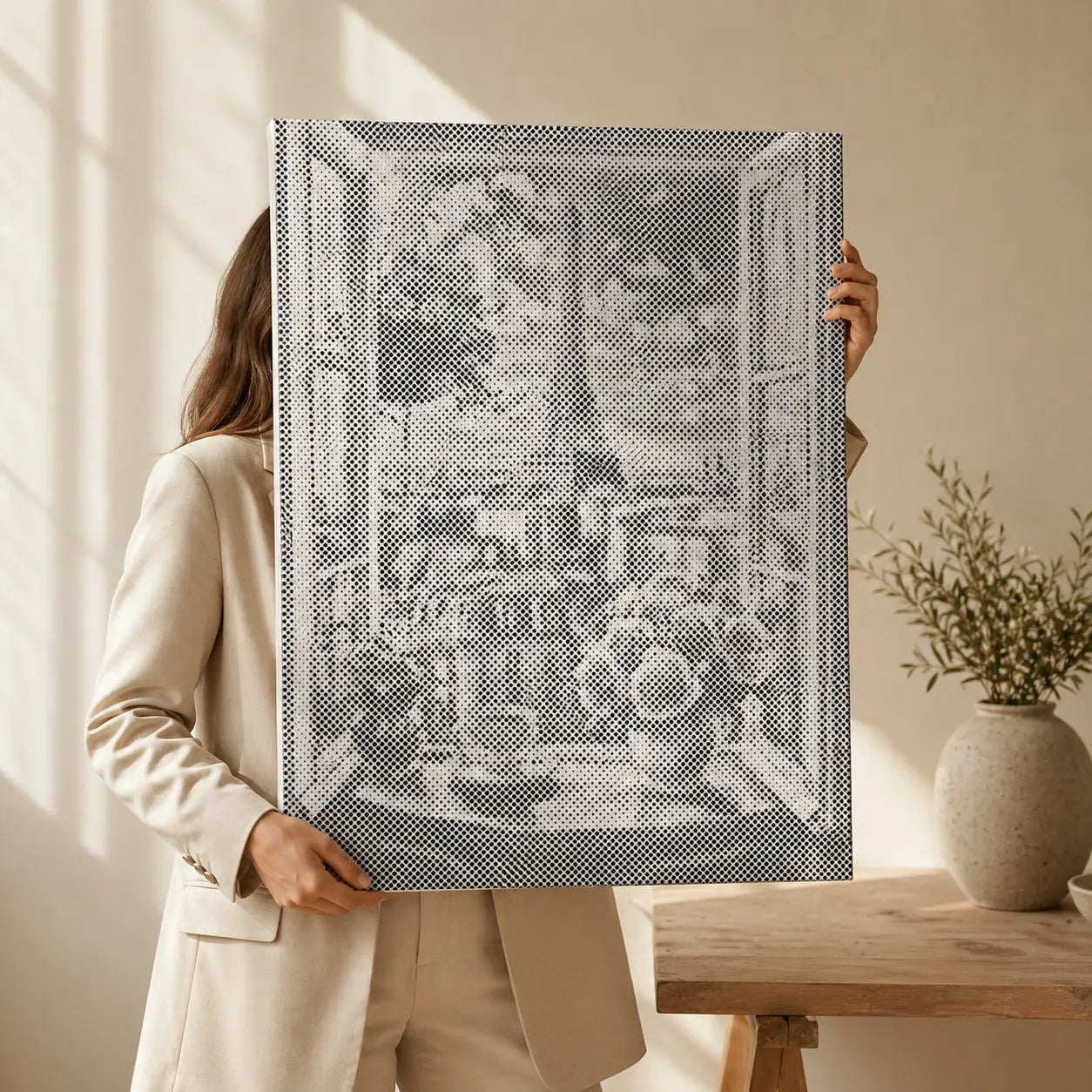 woman holding Landmark & Architecture Dot Painting Kits