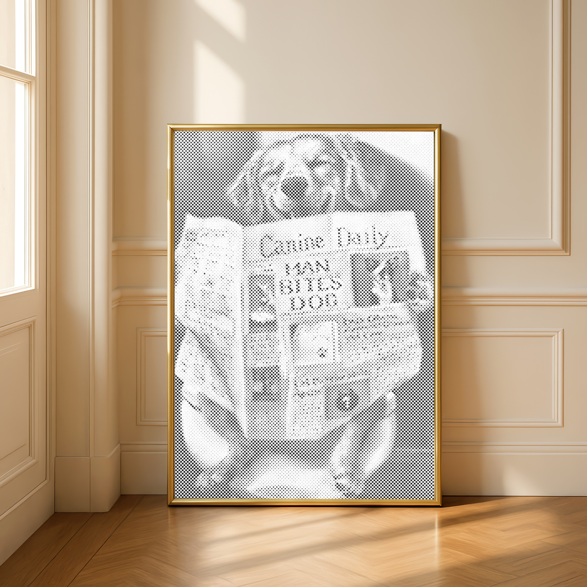 Dog on the Toilet | Dot Painting Kit finished dot painting artwork