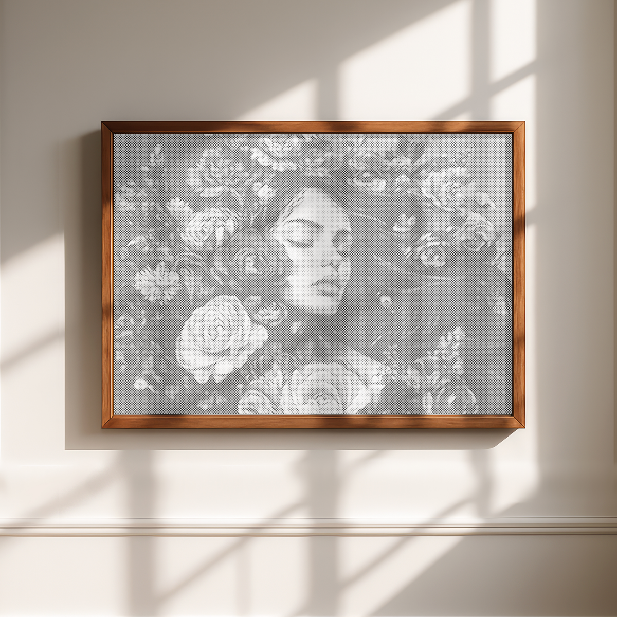 Woman in a Sea of Flowers | Dot Painting Kit finished dot painting artwork