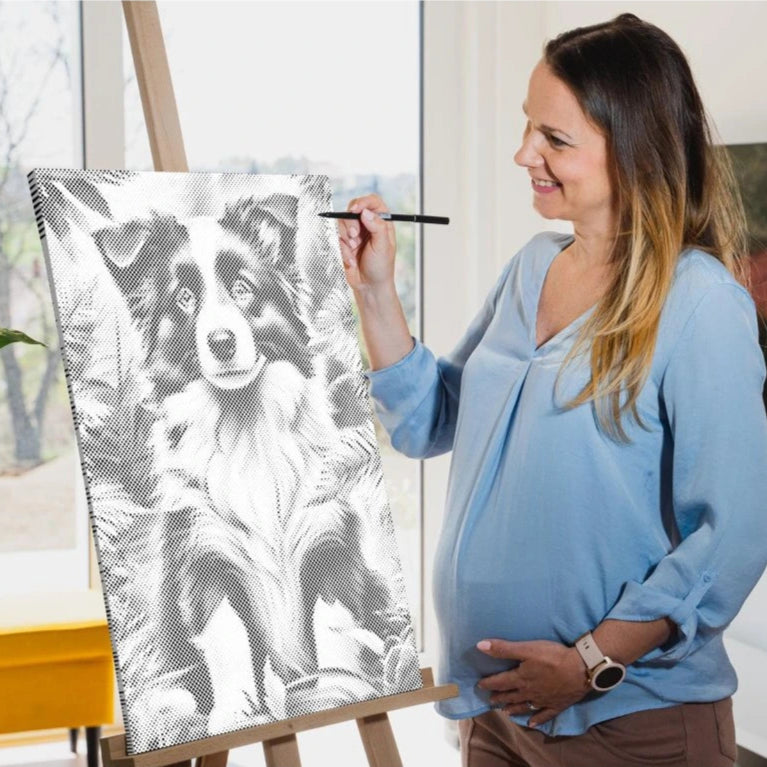 Border Collie Puppy | Dot Painting Kit finished dot painting artwork