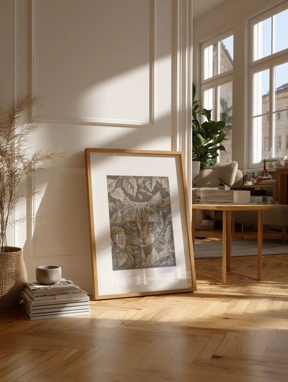 Cat Playing with Leaves | Dot Painting Kit