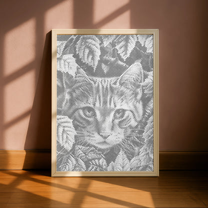 Cat Playing with Leaves | Dot Painting Kit