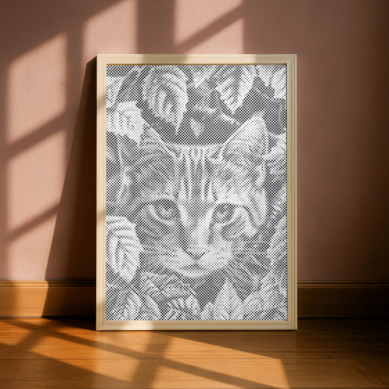 Cat Playing with Leaves | Dot Painting Kit