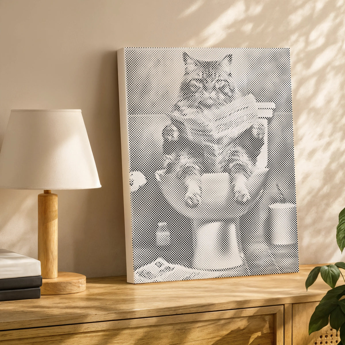 Cat on the Toilet | Dot Painting Kit finished dot painting artwork