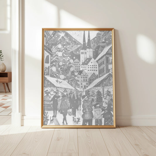 Christmas Market in the Mountains | Dot Painting Kit