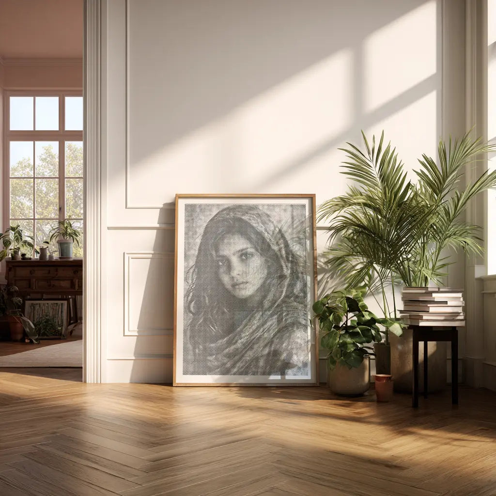 Female Portrait Black and White | Dot Painting Kit minimalist wall art 
