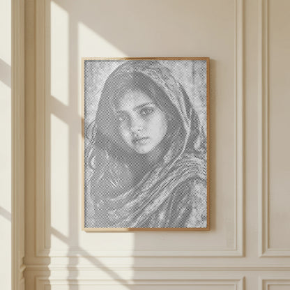 scandi wall art Female Portrait Black and White | Dot Painting Kit