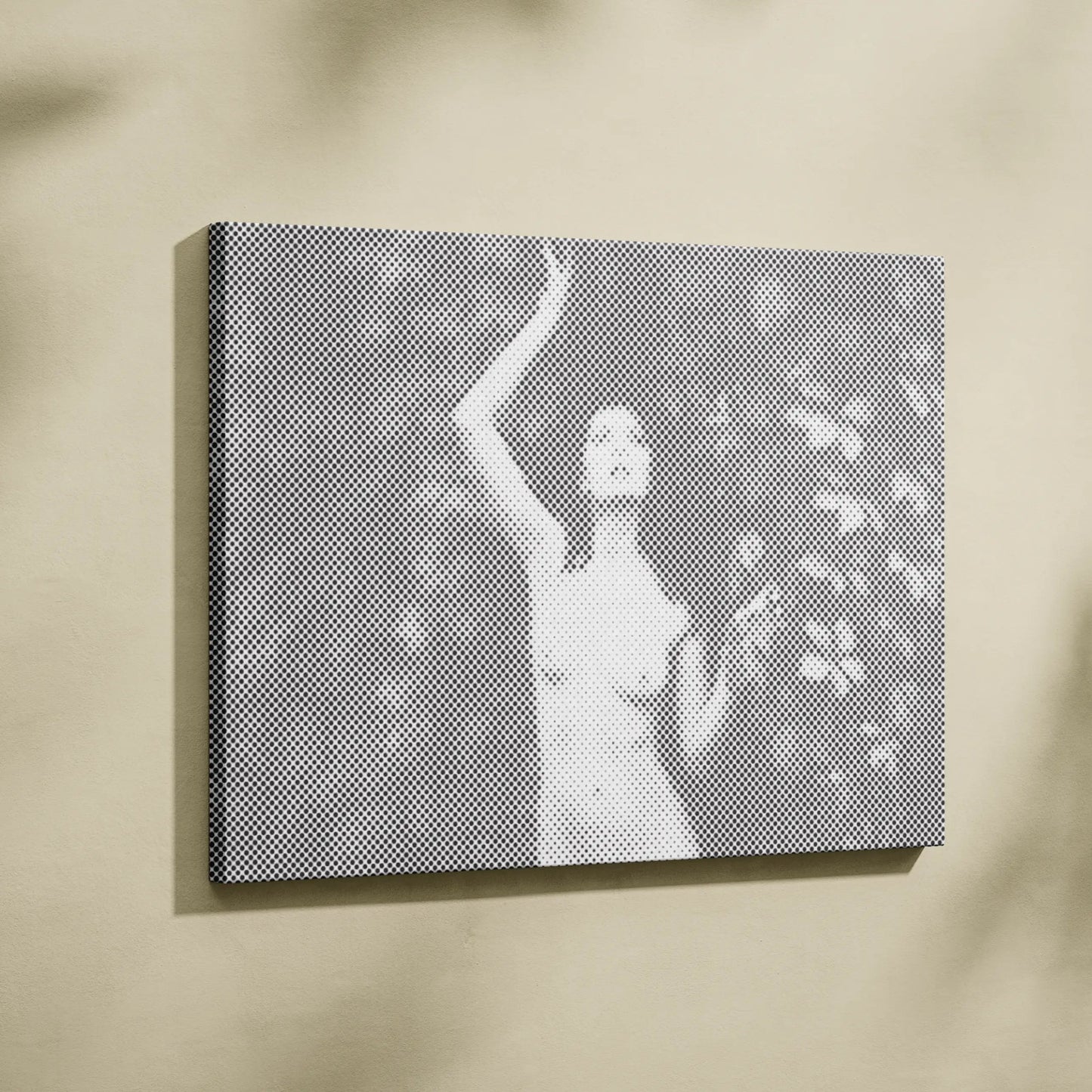 Canvas print of a woman in a white dress against a nature background