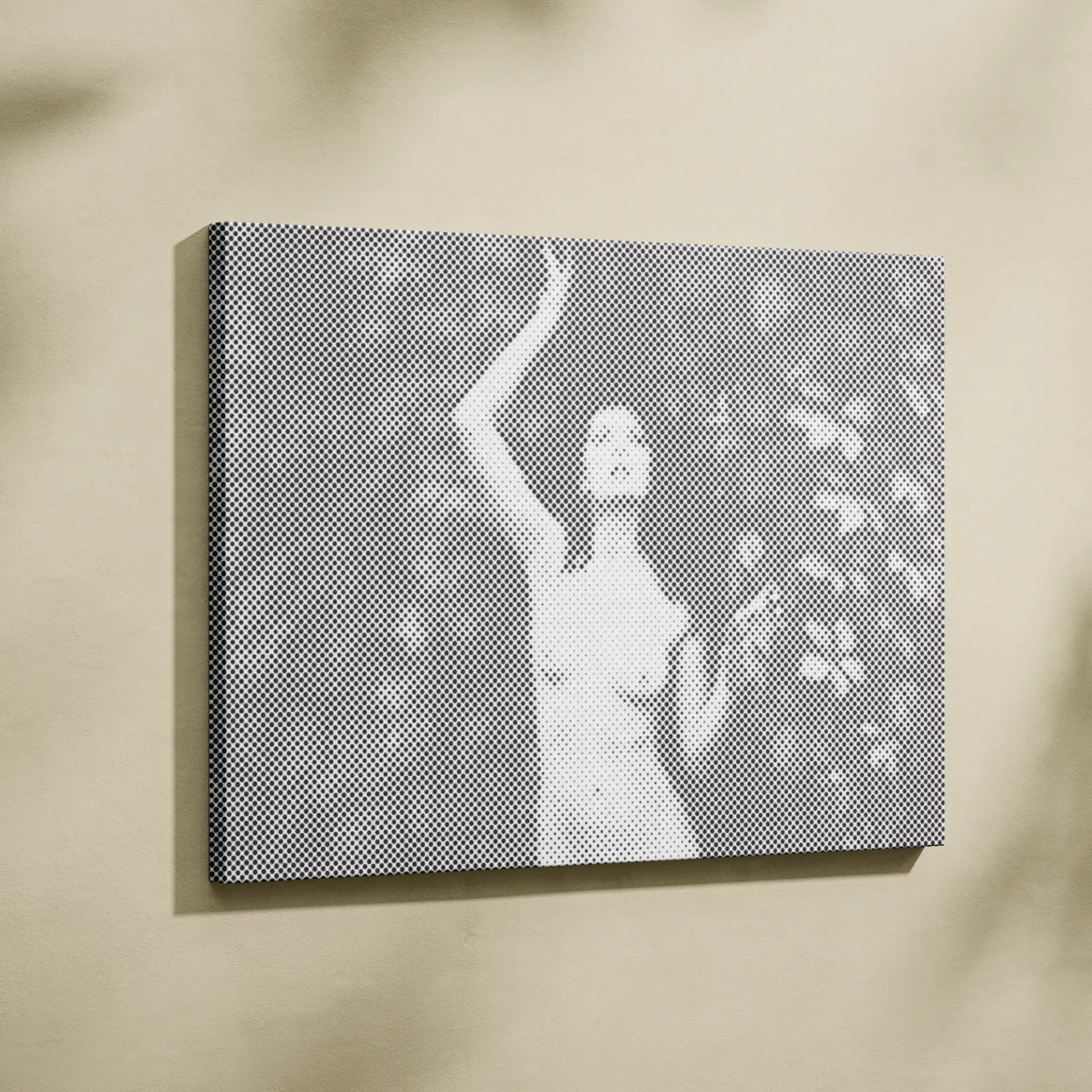 Canvas print of a woman in a white dress against a nature background