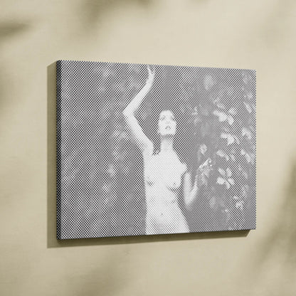 Canvas print of a woman in a white dress against a nature background