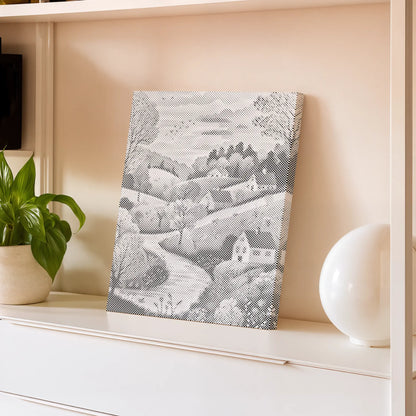 Idyllic Landscape with Houses | Dot Painting Kit