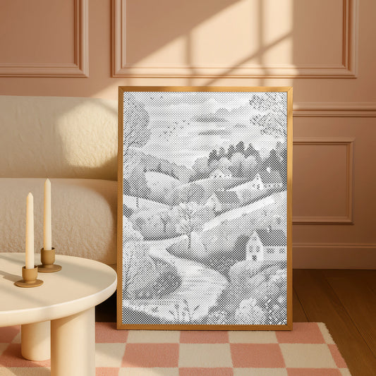 Idyllic Landscape with Houses | Dot Painting Kit