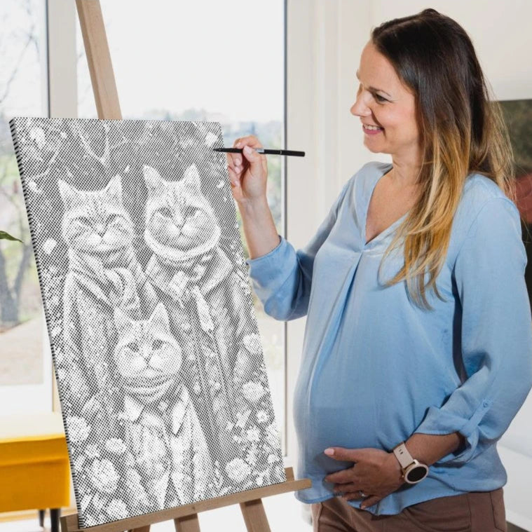 Cat Family | Dot Painting Kit finished dot painting artwork