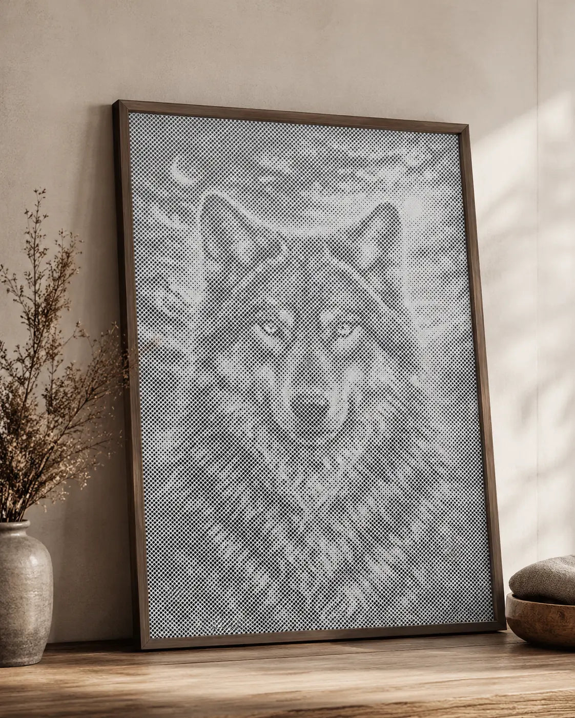 Moonlit Wolf| Dot Painting Kit finished dot painting artwork