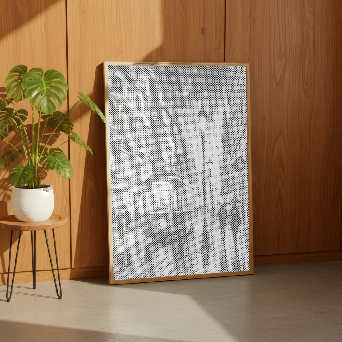 Night Tram in the Rain | Dot Painting Kit finished dot painting artwork