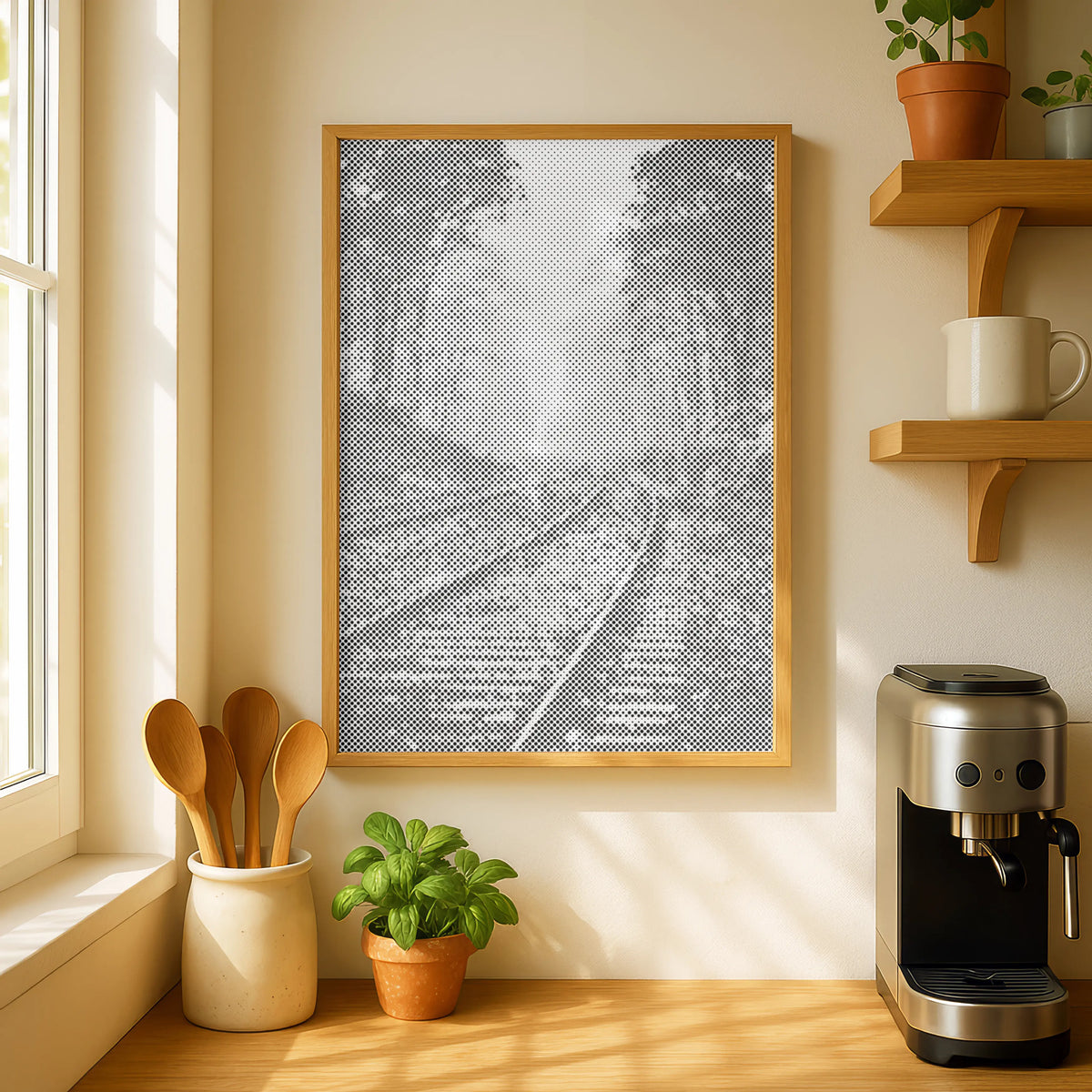 Railway Tracks in a Foggy Forest | Dot Painting Kit finished dot painting artwork