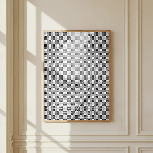 Railway Tracks in a Foggy Forest | Dot Painting Kit