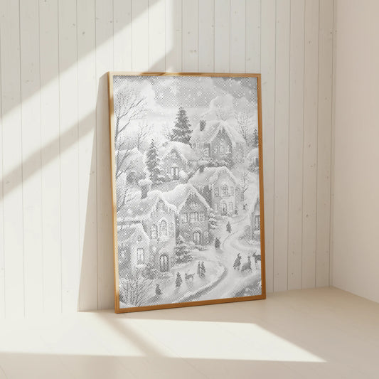 Winter Village in Snow | Dot Painting Kit