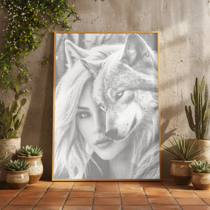 Woman and Wolf Double Portrait | Dot Painting Kit