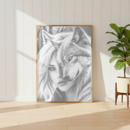 Woman and Wolf Double Portrait | Dot Painting Kit