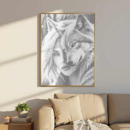 Woman and Wolf Double Portrait | Dot Painting Kit