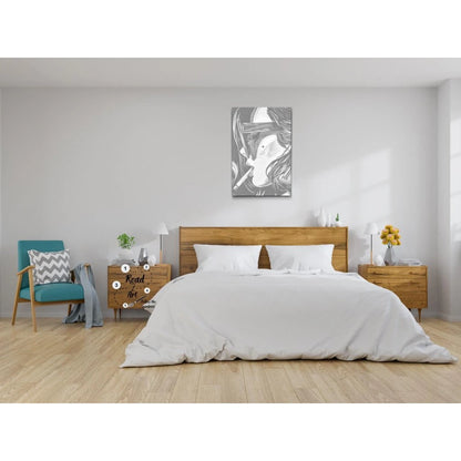 Punktmalerei Leinwand – weibliche Silhouette mit Brille & Zigarette, Pop-Art Look