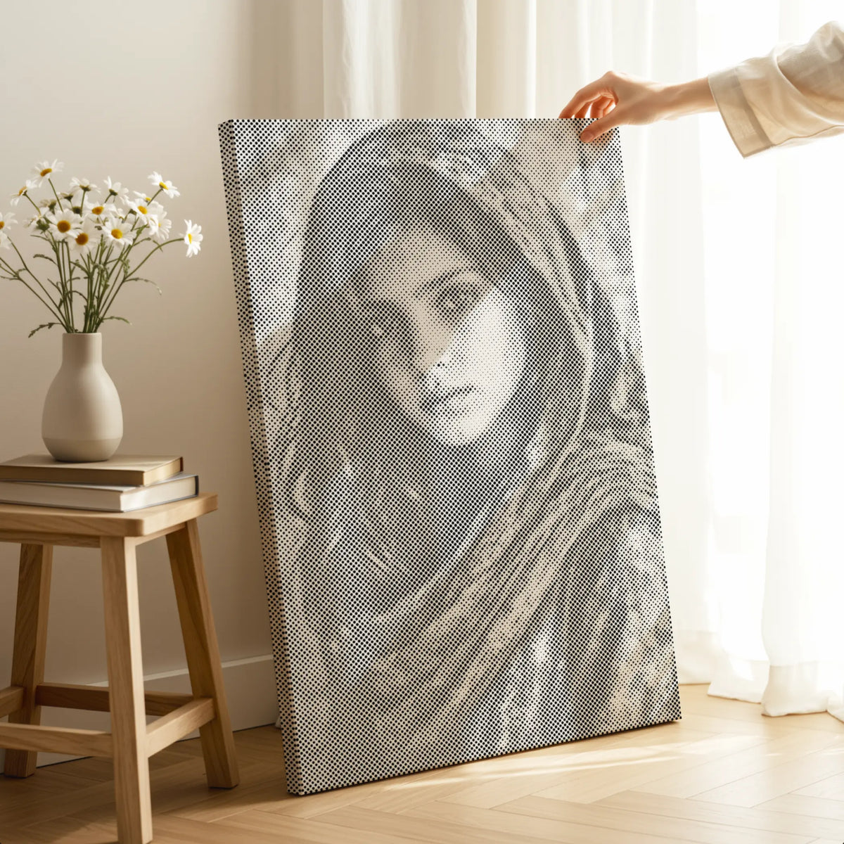 Female Portrait Black and White | Dot Painting Kit finished dot painting artwork